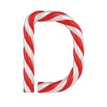 Christmas candy cane font - letter D