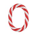Christmas candy cane font - number 0 Royalty Free Stock Photo