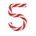 Christmas candy cane font - number 5 Royalty Free Stock Photo