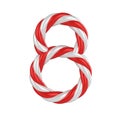 Christmas candy cane font - number 8 Royalty Free Stock Photo