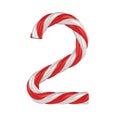 Christmas candy cane font - number 2 Royalty Free Stock Photo