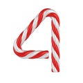 Christmas candy cane font - number 4 Royalty Free Stock Photo