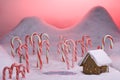Christmas Candy Cane Forest Pink Sunset Pond Royalty Free Stock Photo