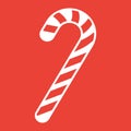 Christmas candy cane glyph icon, New year