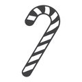 Christmas candy cane glyph icon, New year