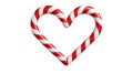 Christmas candy cane heart on white background