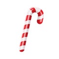 Christmas candy cane isolated. Christmas stick. Traditional xmas candy with red and white stripes. Santa caramel cane