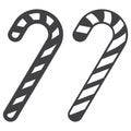 Christmas candy cane line and glyph icon