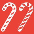 Christmas candy cane line and glyph icon