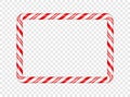 Christmas candy cane rectangle frame with red stripe. Xmas border with striped candy lollipop pattern. Blank christmas Royalty Free Stock Photo