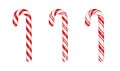 Christmas candy canes. Christmas stick. Traditional xmas candy with red, green and white stripes. Santa caramel cane