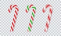 Christmas candy canes. Christmas stick. Traditional xmas candy with red, green and white stripes. Santa caramel cane