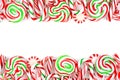 Christmas candy double border over a white background