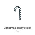 Christmas candy sticks outline vector icon. Thin line black christmas candy sticks icon, flat vector simple element illustration