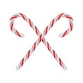 Christmas Candycanes Crossed and Isolated on White Illustration Royalty Free Stock Photo