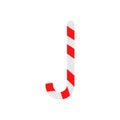 Christmas cane candy. Stick isolated. Decoration sugar lollipop. Holiday red background. Cartoon illustration. Striped traditional Royalty Free Stock Photo