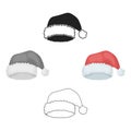 Christmas cap icon in cartoon,black style isolated on white background. Hats symbol stock vector illustration.