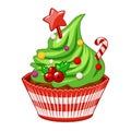 Christmas capcake, Sweet christmas and new year. Creative elements for your design. Vector illustration