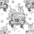 Christmas car gift doodle zentangle vector.