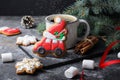 Christmas Car Gingerbread Cookie on Dark Background, Christmas Treat Royalty Free Stock Photo