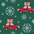 Christmas car jacquard knitted seamless pattern