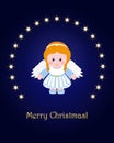 Holiday of Merry Christmas, Greeting card with Angel Royalty Free Stock Photo