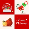 Christmas card with balloons, candy and keepsakes. Vector