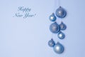 Christmas Card, Banner, Blank With Shiny, Bright Balls For The Christmas Tree On Trendy, Modern Blue Background