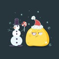 Christmas card. Beaten emoji character. Royalty Free Stock Photo