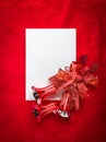 Christmas card blank white paper on red Royalty Free Stock Photo