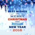 Christmas card with blue lights Royalty Free Stock Photo