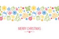 Christmas card with border from line art icons.