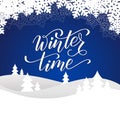 Christmas card with brush calligraphy Winter time