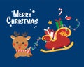 Christmas card with cartoon character, Merry Christmas template.