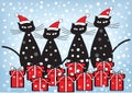 Christmas card with cats and presents Royalty Free Stock Photo