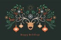 Christmas card. Deer and decorative elements Royalty Free Stock Photo