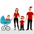 Christmas card. Christmas illustration with family. Family photo Royalty Free Stock Photo