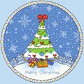 Christmas card. Christmas tree. Illustration