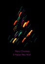 Christmas card with a christmas tree shape made of lights Royalty Free Stock Photo
