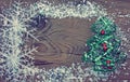 Christmas card with christmas tree and snowflakes Royalty Free Stock Photo