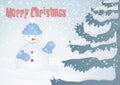 Christmas card with Christmas tree and snowman Royalty Free Stock Photo