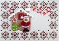 Christmas Card with Copy Space, Decoration made of Santa with Tree and Stars in little house Royalty Free Stock Photo