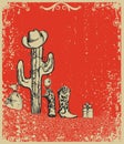 Christmas card with cowboy boots and cactus