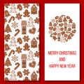 Christmas card. Cozy Xmas gingerbred greetings