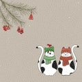 Christmas card with cute cartoon cats Royalty Free Stock Photo