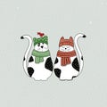 Christmas card with cute cartoon cats Royalty Free Stock Photo