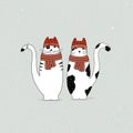 Christmas card with cute cartoon cats Royalty Free Stock Photo