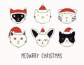 Christmas card with cute cats Royalty Free Stock Photo