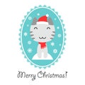 Christmas card with cute kitty Royalty Free Stock Photo