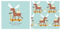 Christmas card with cute moose. Vector illustrations